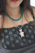 TURQUOISE WOOD BEADS NECKLACE