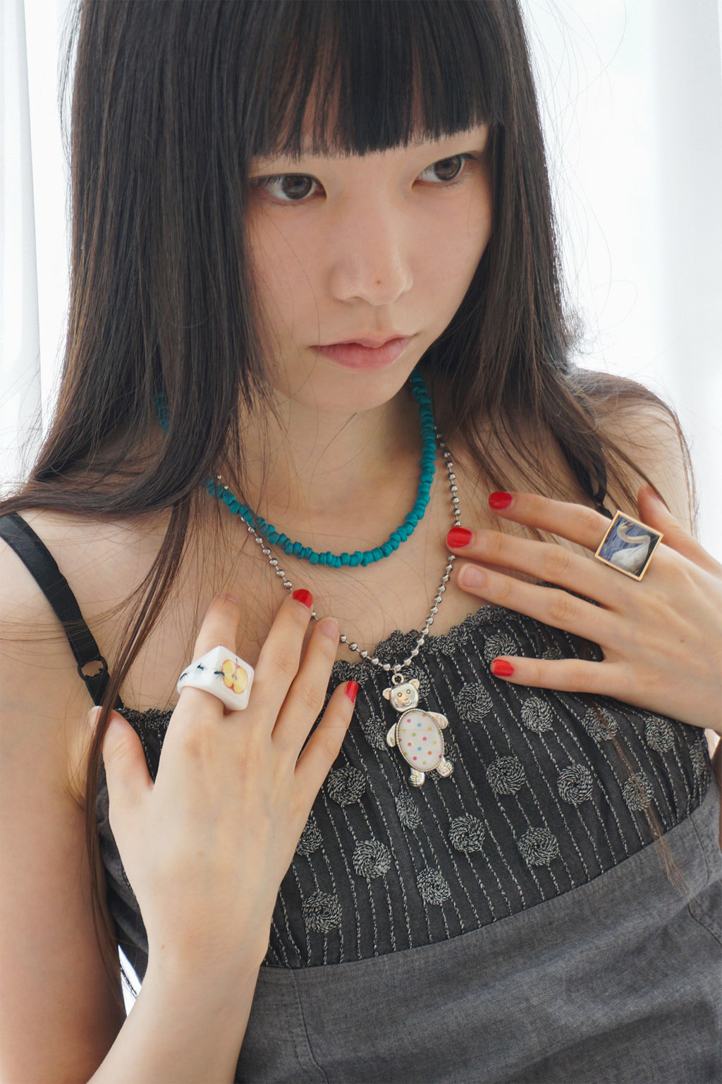 TURQUOISE WOOD BEADS NECKLACE