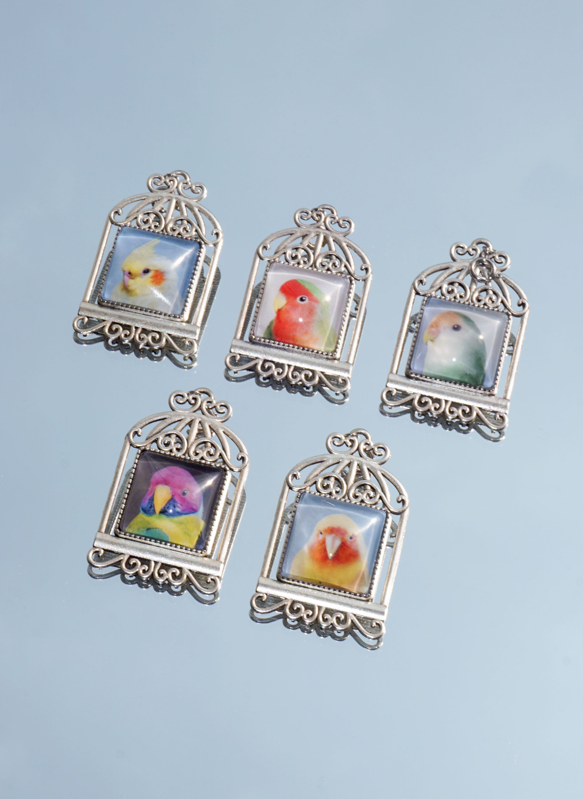 BIRDCAGE BROOCH+NECKLACE (5 COLORS)
