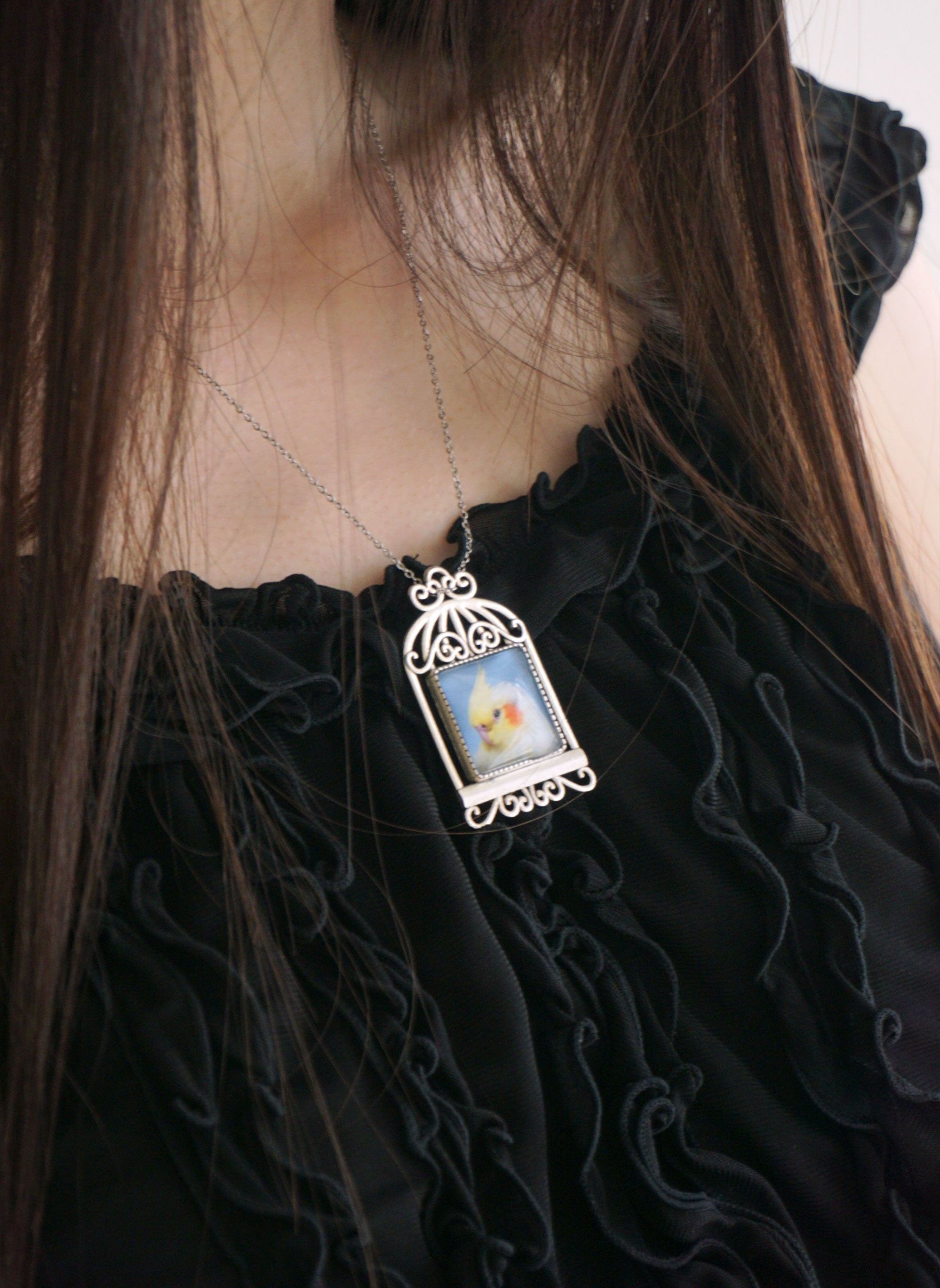 BIRDCAGE BROOCH+NECKLACE (5 COLORS)