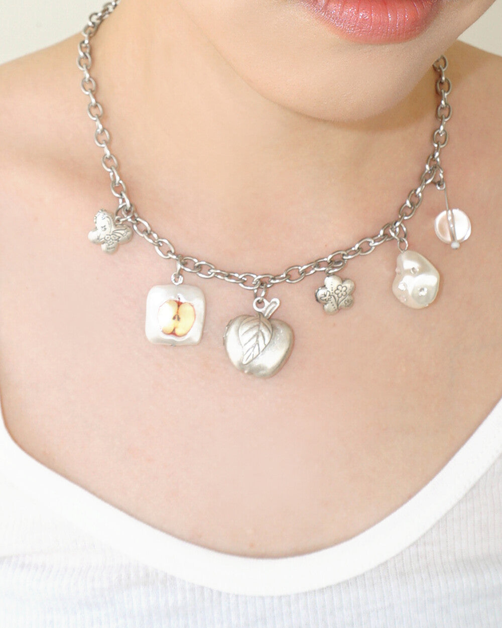 APPLE LOCKET CHARM NECKLACE